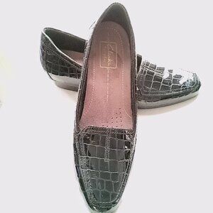 Clarks Keesha Luca Loafers Black Crocodile - effect